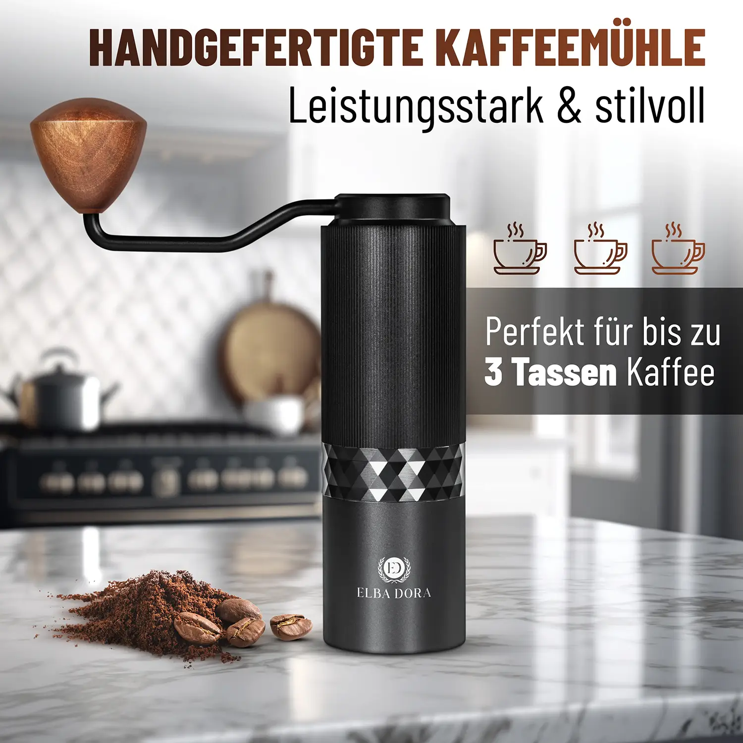Freigestelltes Produktbild einer Kaffeemühle für den Onlineshop